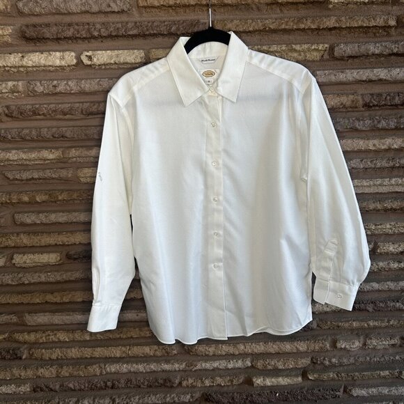 Talbots Vintage White Tone on Tone Diagonal Stripe Button Front Shirt Size 12 - Picture 8 of 9